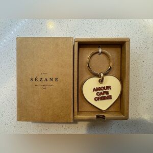 *NEW* Sézane Heart Key Ring - Cream and Gold